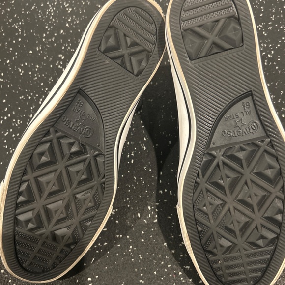 Black Faux Leather High All Star Converse High Tops - Picture 4 of 4